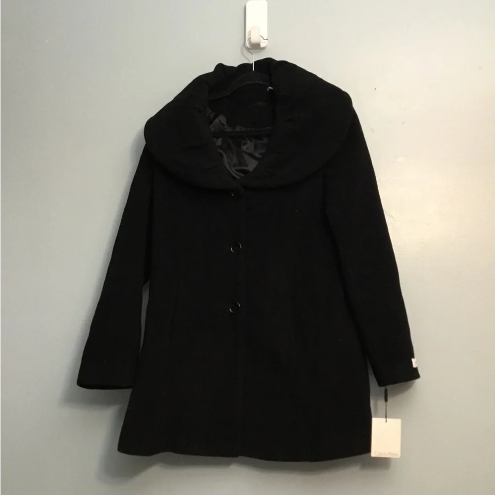 Calvin Klein Black Pea Coat for Women